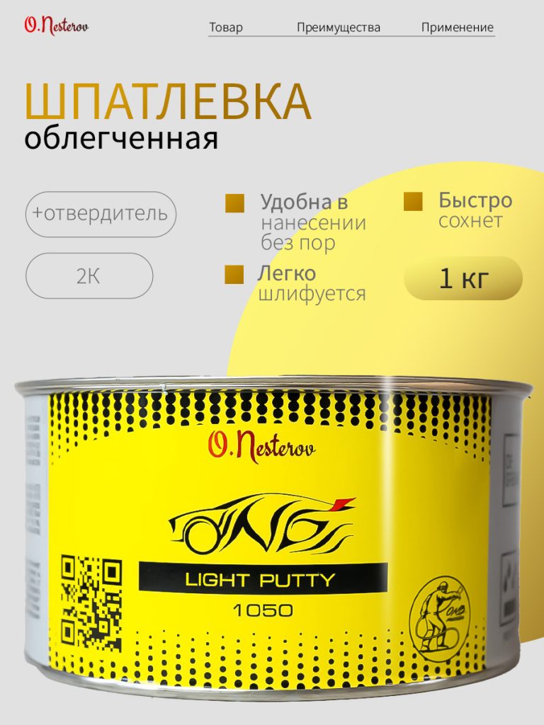 Шпатлевка автомобильная облегченная (финишная) 1 кг ОНБ голубая