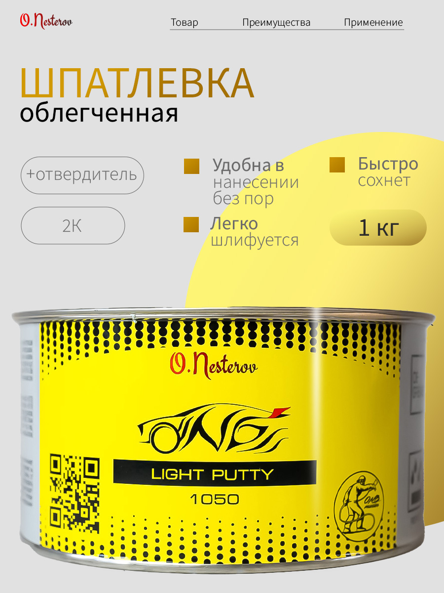 Шпатлевка автомобильная облегченная (финишная) 1 кг ОНБ голубая