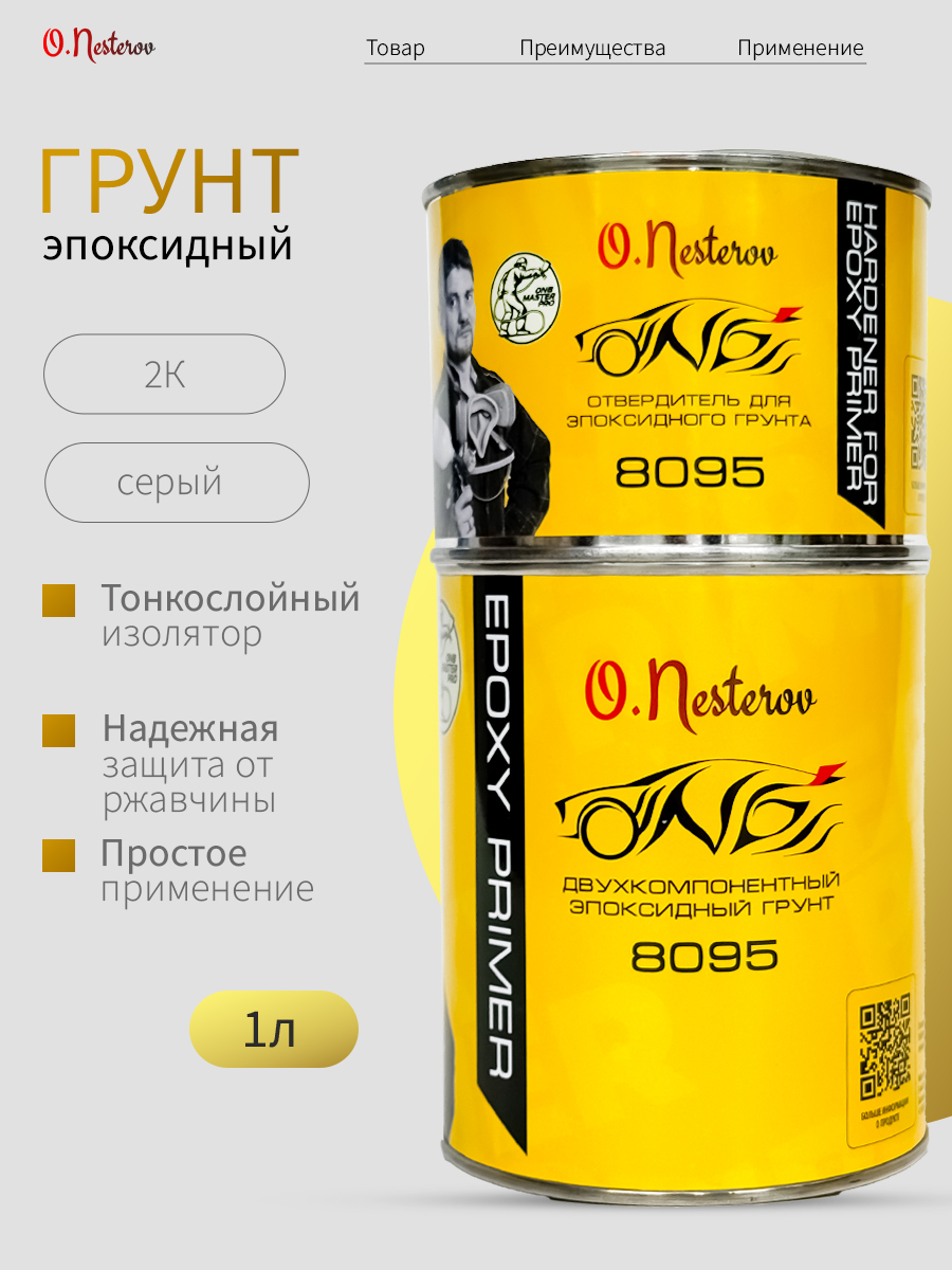 Эпоксидный грунт для авто ОНБ по металлу 1л. + 0,5 отвердитель / грунт изолятор