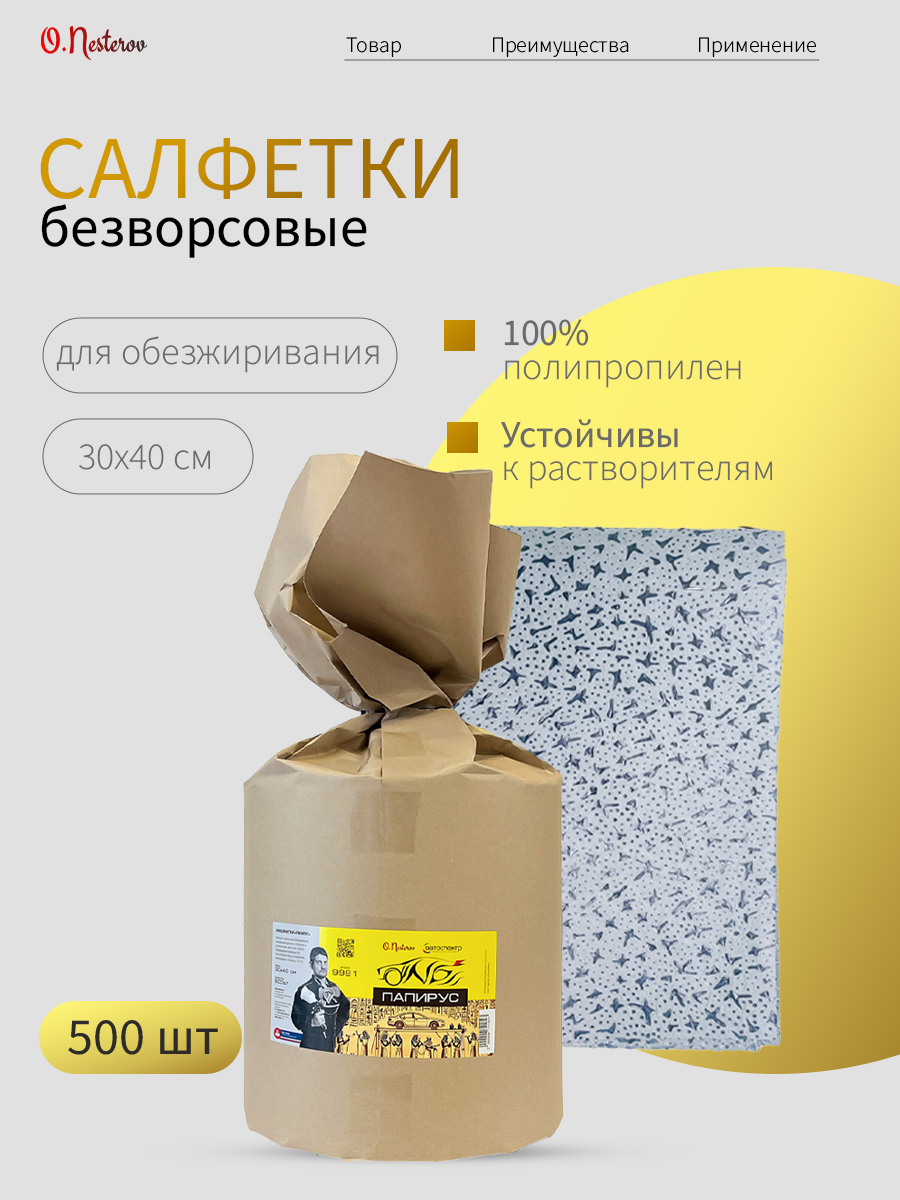 ОНБ Салфетки полипропилен "ПАПИРУС" рулон 500 шт 30*40 см
