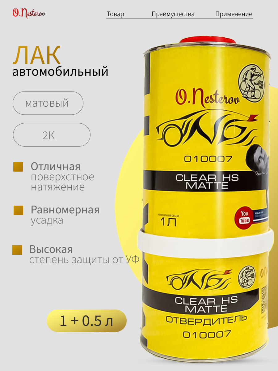ОНБ Лак акриловый Clear HS MATTE 1л + отвердитель 0,5л